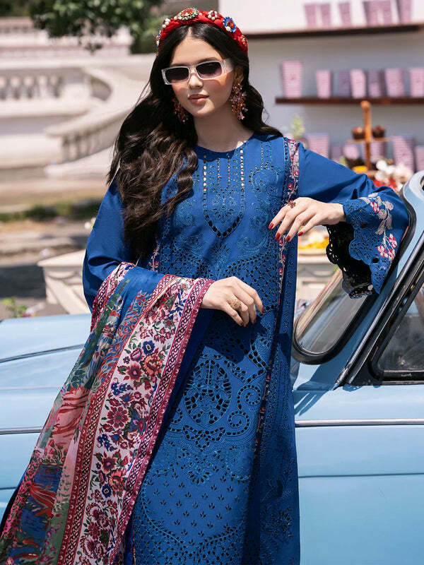3 Piece Luxury Embroidered Chikankari Suit - Unstitched