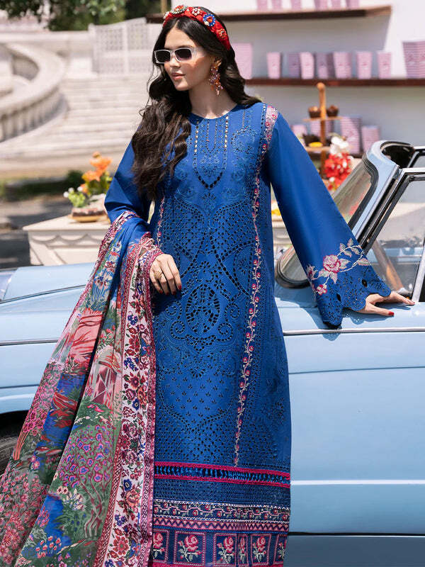 3 Piece Luxury Embroidered Chikankari Suit - Unstitched