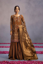 3 Piece Embroidery Organza Suit - Unstitched
