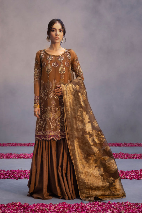 3 Piece Embroidery Organza Suit - Unstitched