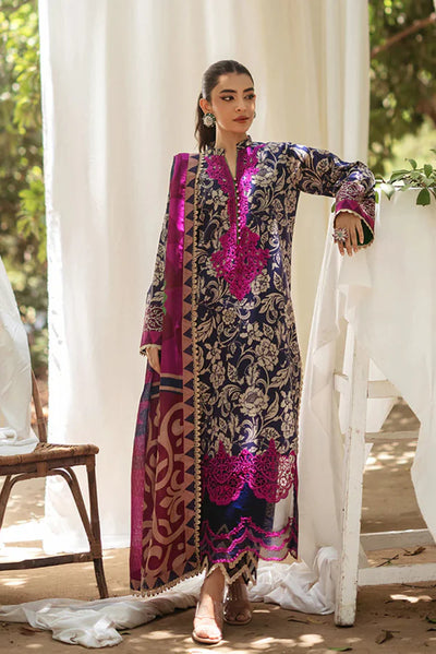 03-Piece Printed Lawn Suit With Embroidery - Unstitched