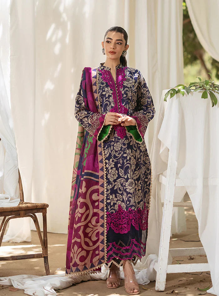 03-Piece Printed Lawn Suit With Embroidery - Unstitched