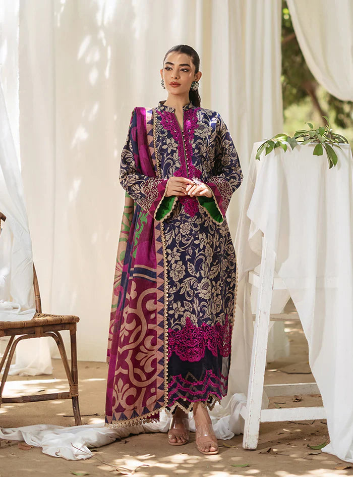 03-Piece Printed Lawn Suit With Embroidery - Unstitched