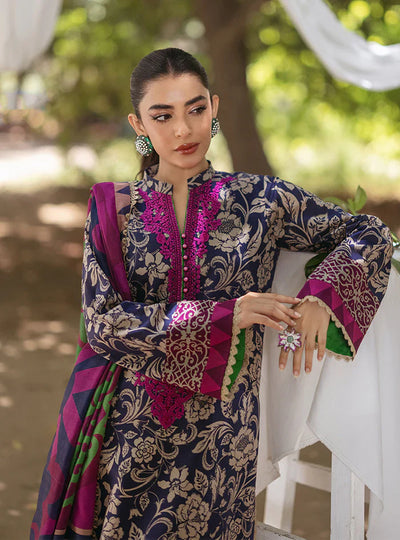 03-Piece Printed Lawn Suit With Embroidery - Unstitched