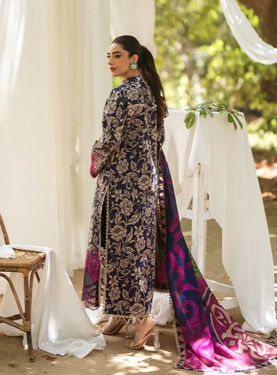 03-Piece Printed Lawn Suit With Embroidery - Unstitched