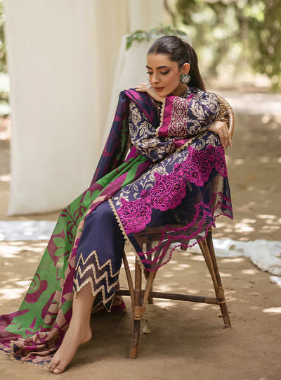 03-Piece Printed Lawn Suit With Embroidery - Unstitched