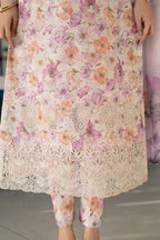 03-Piece Printed Lawn Suit With Chikankari Embroidery - Unstitched