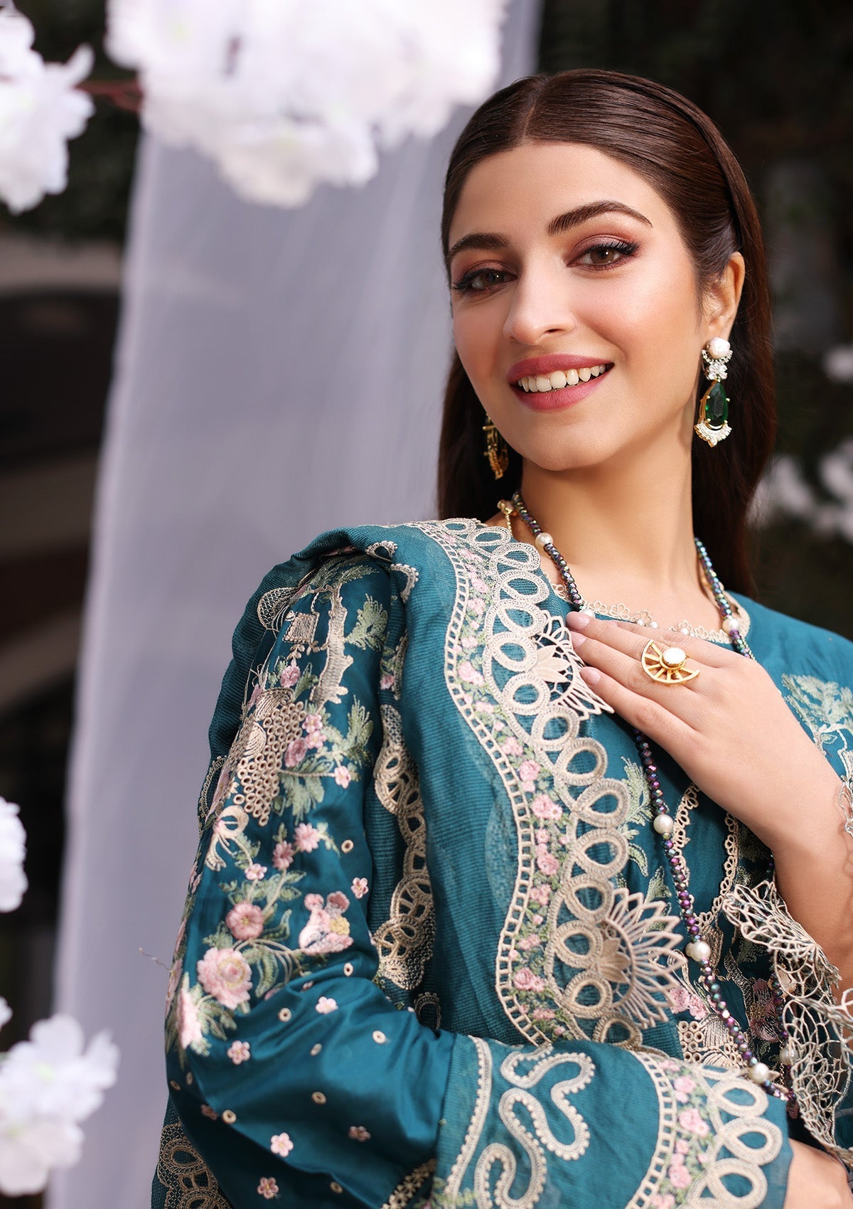 3 Piece Embroidered Chikankari Suit - Unstitched