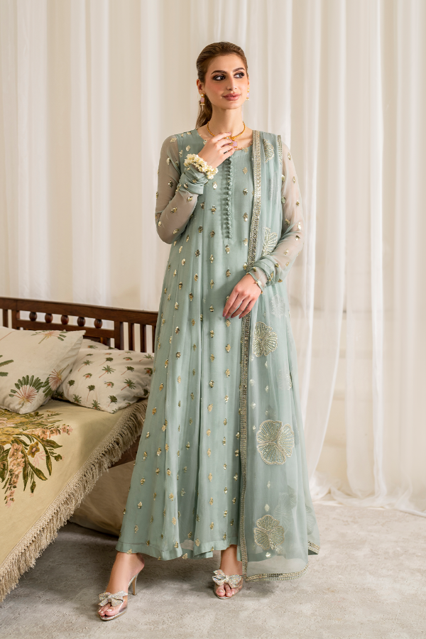 3 Piece Chiffon Embroidered Suit - Unstitched