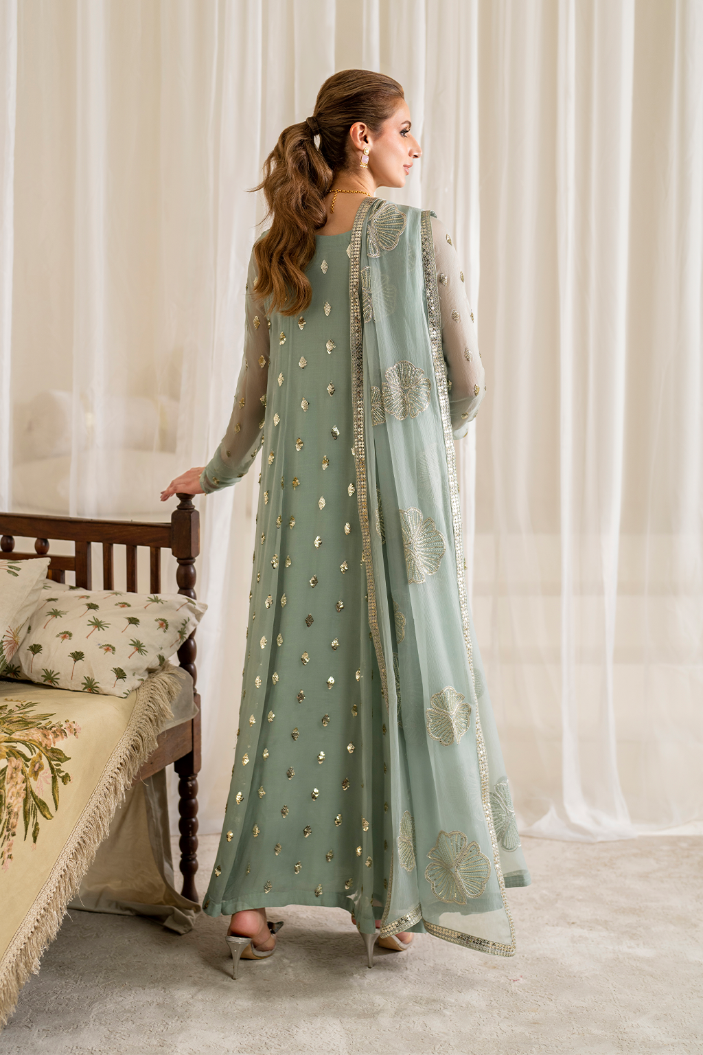 3 Piece Chiffon Embroidered Suit - Unstitched