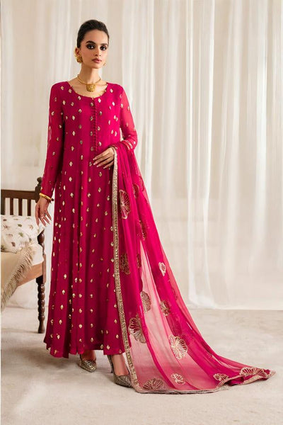 3 Piece Chiffon Embroidery Dress - Unstitched