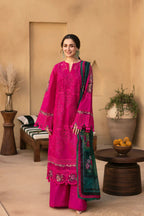 3 Piece Embroidered Chikankari Suit - Unstitched