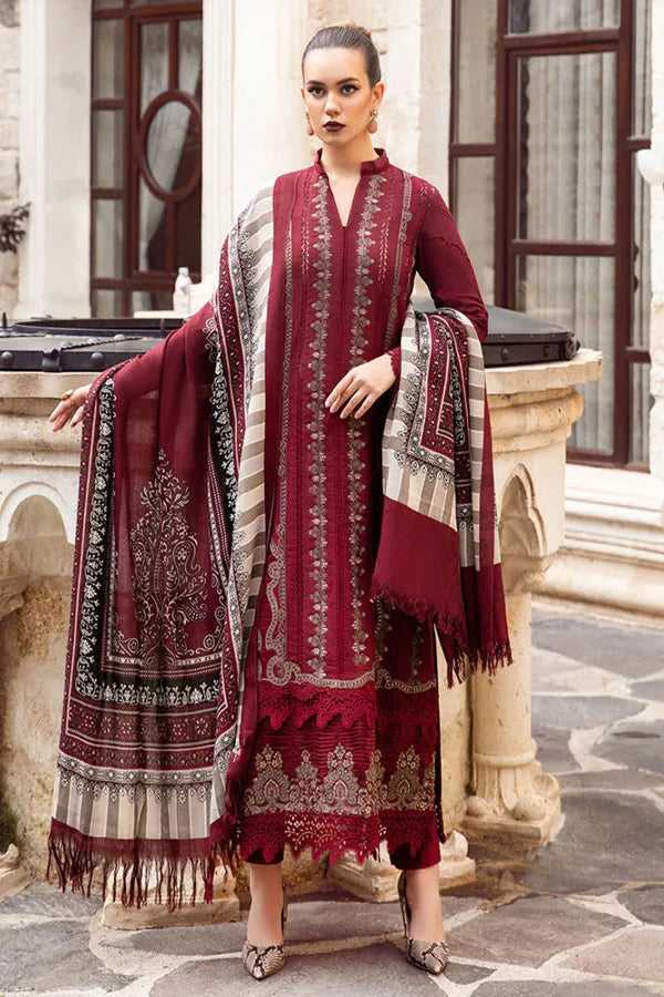 03-Piece Lawn Suit With Schiffli Embroidery - Unstitched