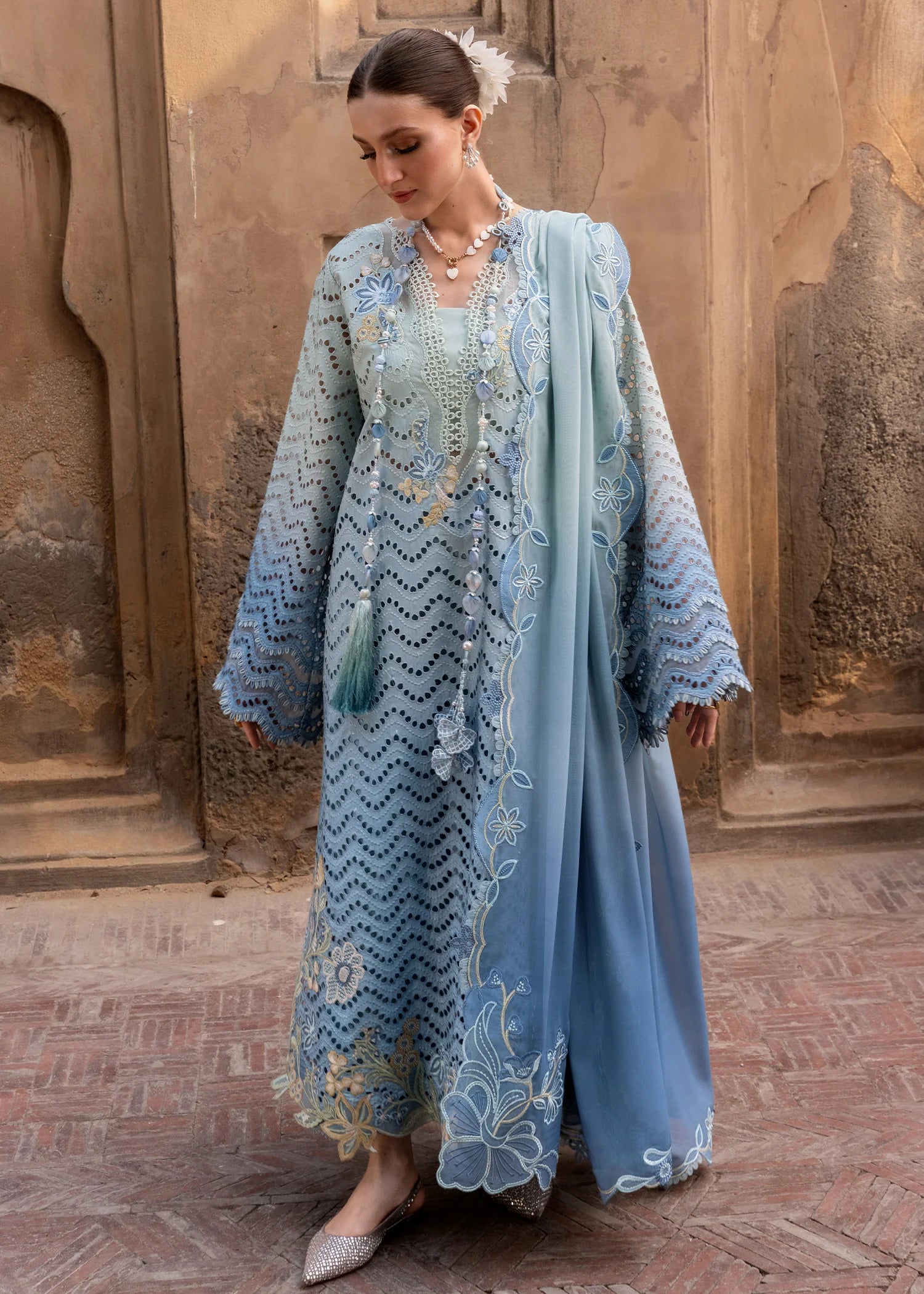 03-Piece Swiss Lawn Suit With Embroidery - Unstitched