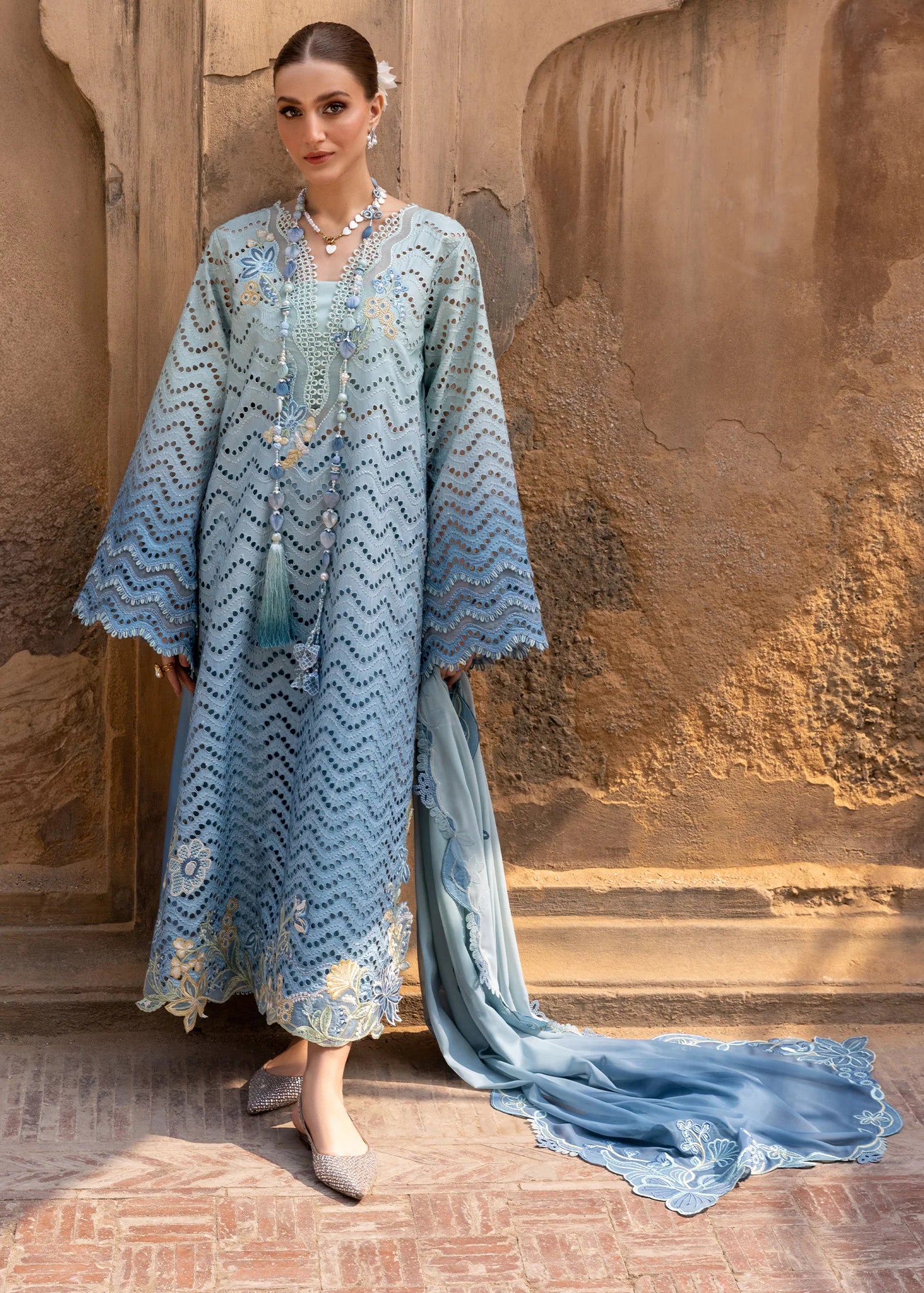 03-Piece Swiss Lawn Suit With Embroidery - Unstitched