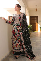 3 Piece Luxury Chiffon Embroidery Suit - Unstitched