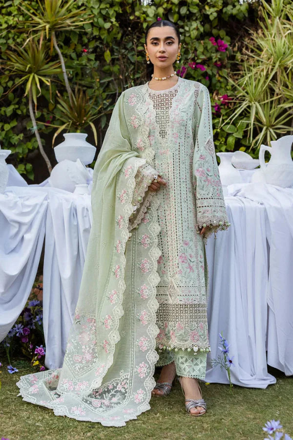 03-Piece Lawn Suit With Chikankari Embroidery - Unstitched