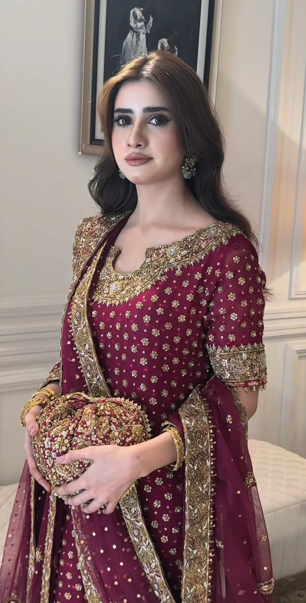 03-Piece Chiffon Suit With Adda Embroidery - Unstitched