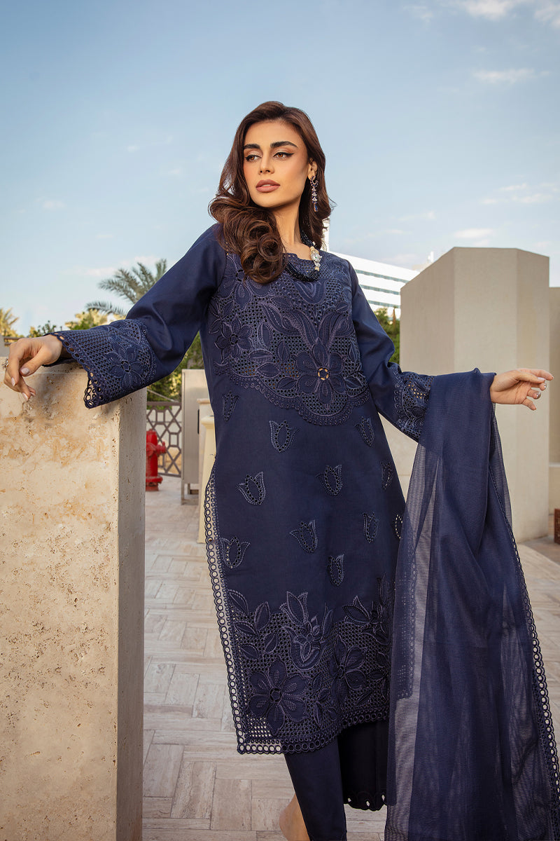 3 Piece Embroidered Chikankari Suit - Unstitched