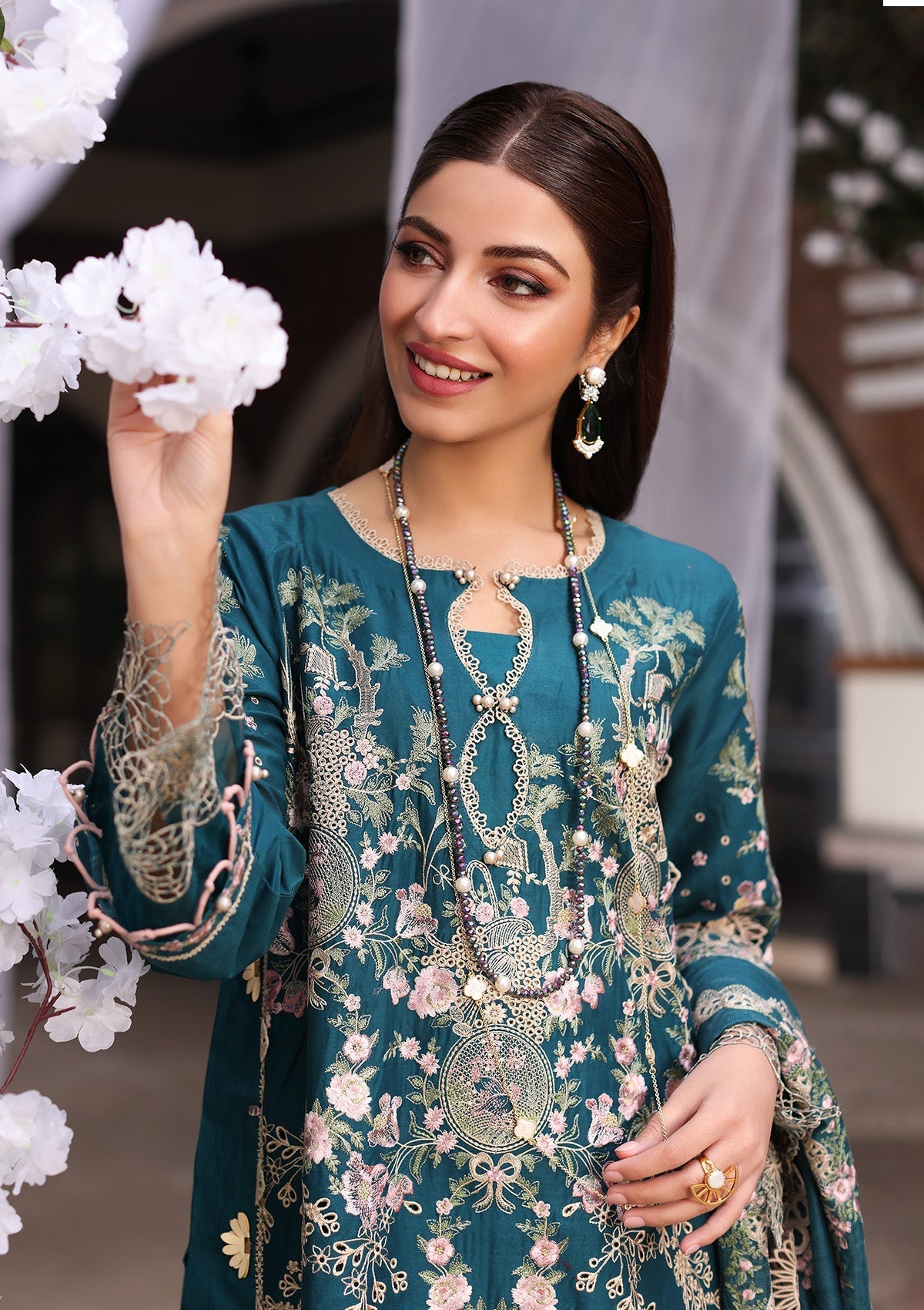 3 Piece Embroidered Chikankari Suit - Unstitched