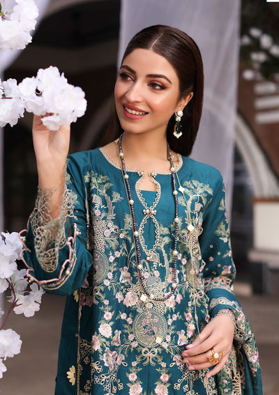 3 Piece Embroidered Chikankari Suit - Unstitched
