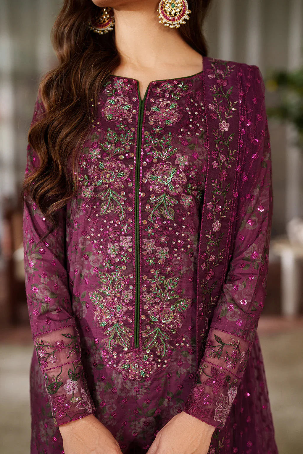 03-Piece Printed Lawn Suit With Embroidery - Unstitched