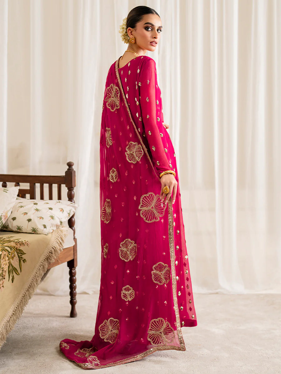 3 Piece Chiffon Embroidery Dress - Unstitched