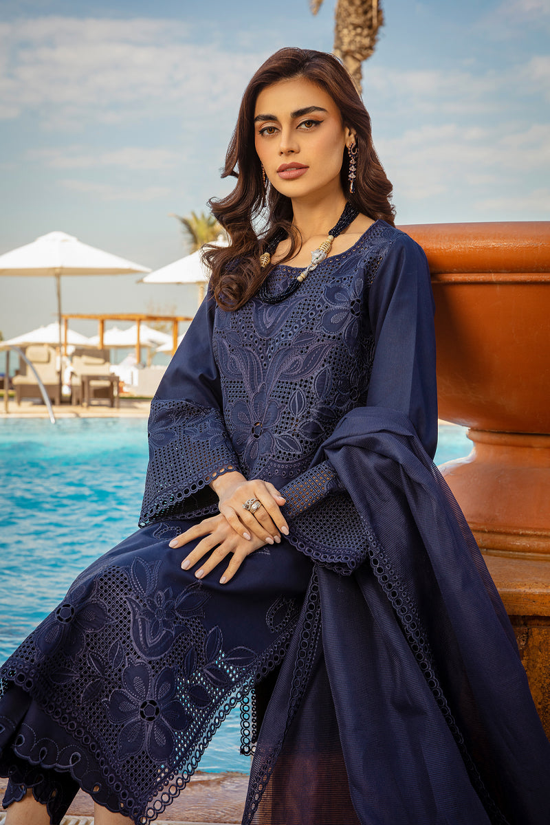 3 Piece Embroidered Chikankari Suit - Unstitched