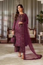 03-Piece Printed Lawn Suit With Embroidery - Unstitched