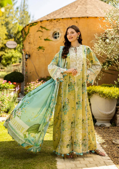 03-Piece Printed Lawn With Embroidery Suit - Unstitched