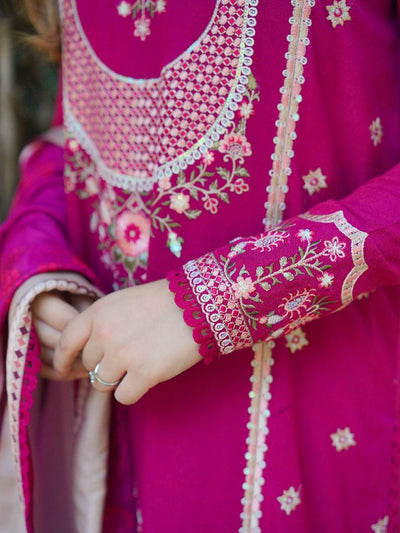 3 Piece Embroidered Cotton Suit - Unstitched