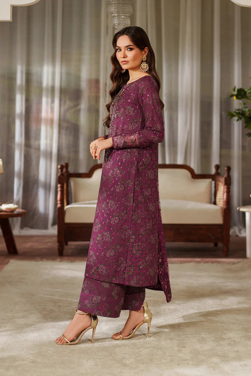 03-Piece Printed Lawn Suit With Embroidery - Unstitched