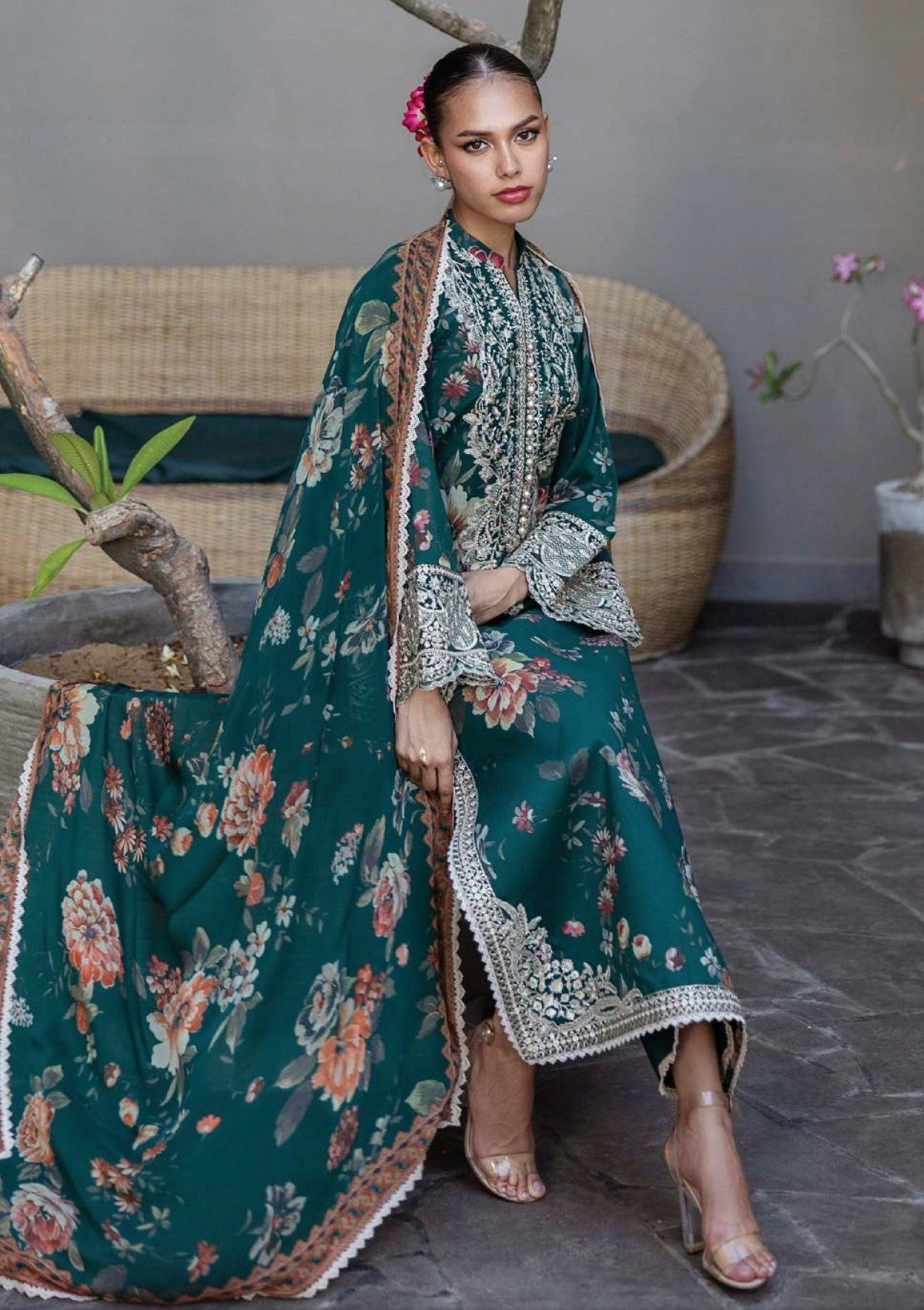 3 Piece Lawn Embroidery Suit - Unstitched