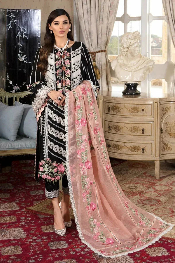 03-Piece Lawn Suit With Chikankari Embroidery - Unstitched