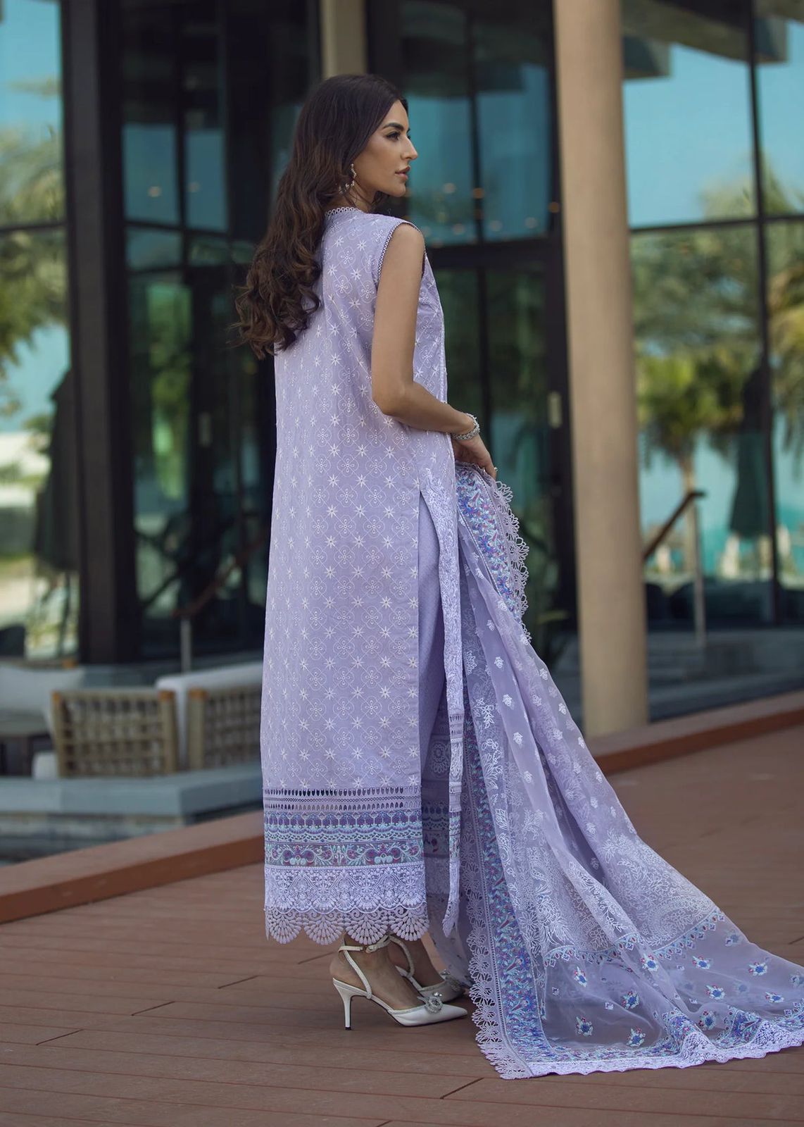 3 Piece Lavender Lawn Suit - Unstitched