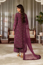 03-Piece Printed Lawn Suit With Embroidery - Unstitched