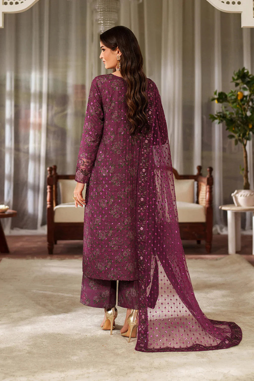 03-Piece Printed Lawn Suit With Embroidery - Unstitched