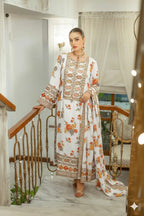 3 Piece Embroidery Silk Suit - Unstitched