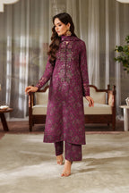 03-Piece Printed Lawn Suit With Embroidery - Unstitched