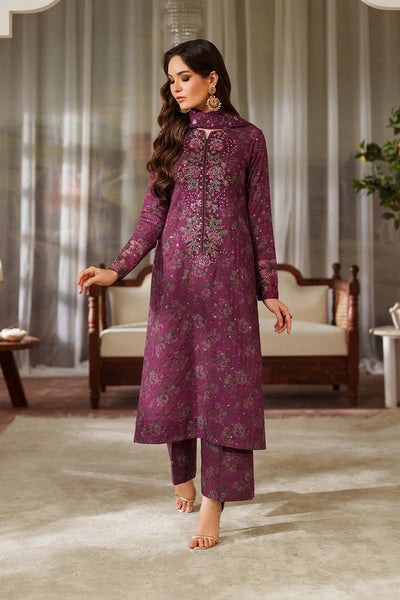 03-Piece Printed Lawn Suit With Embroidery - Unstitched