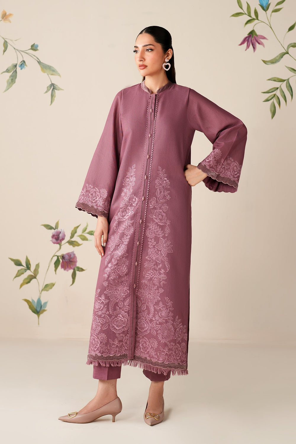 3 Piece Embroidery Khaddar Suit - Unstitched
