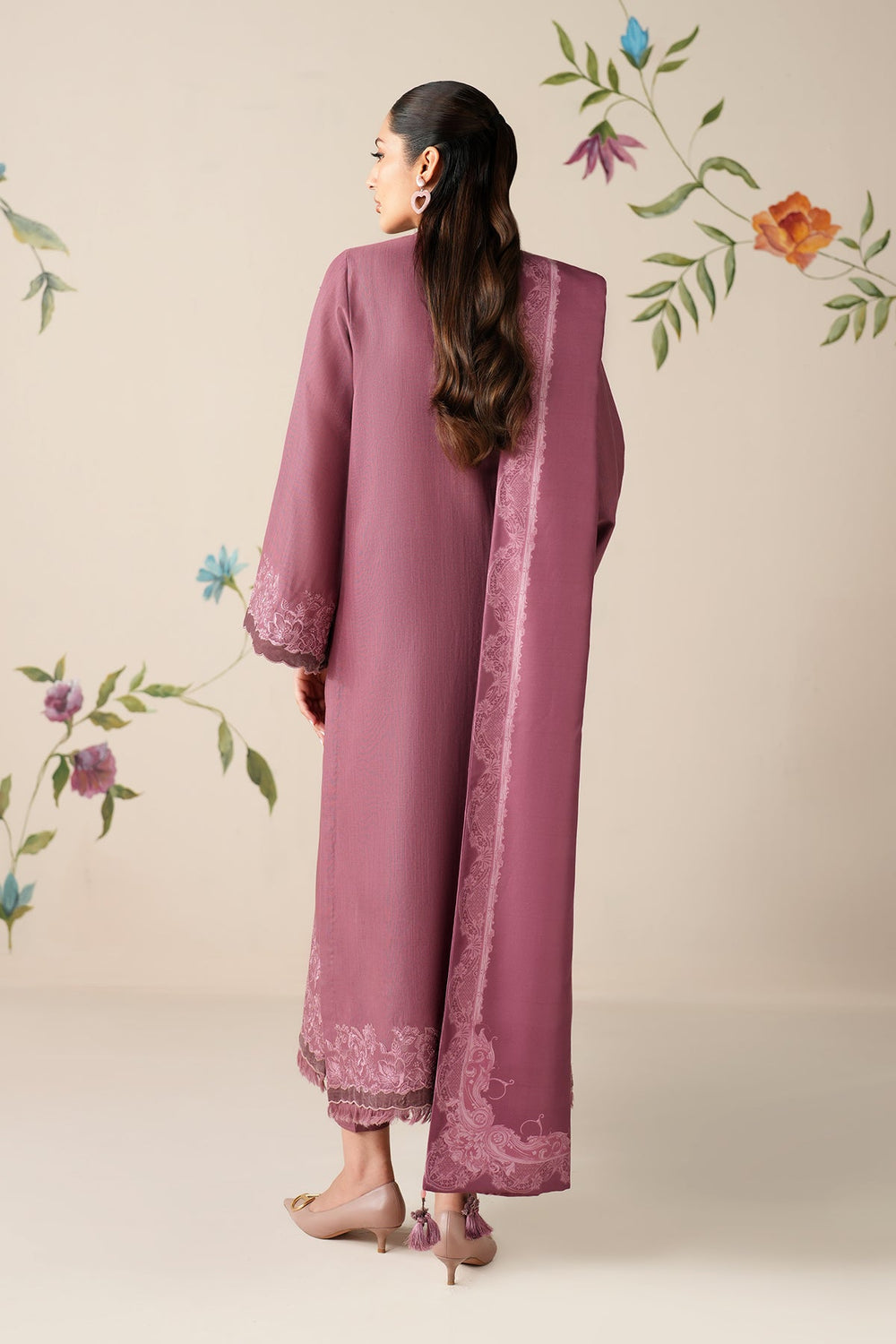 3 Piece Embroidery Khaddar Suit - Unstitched