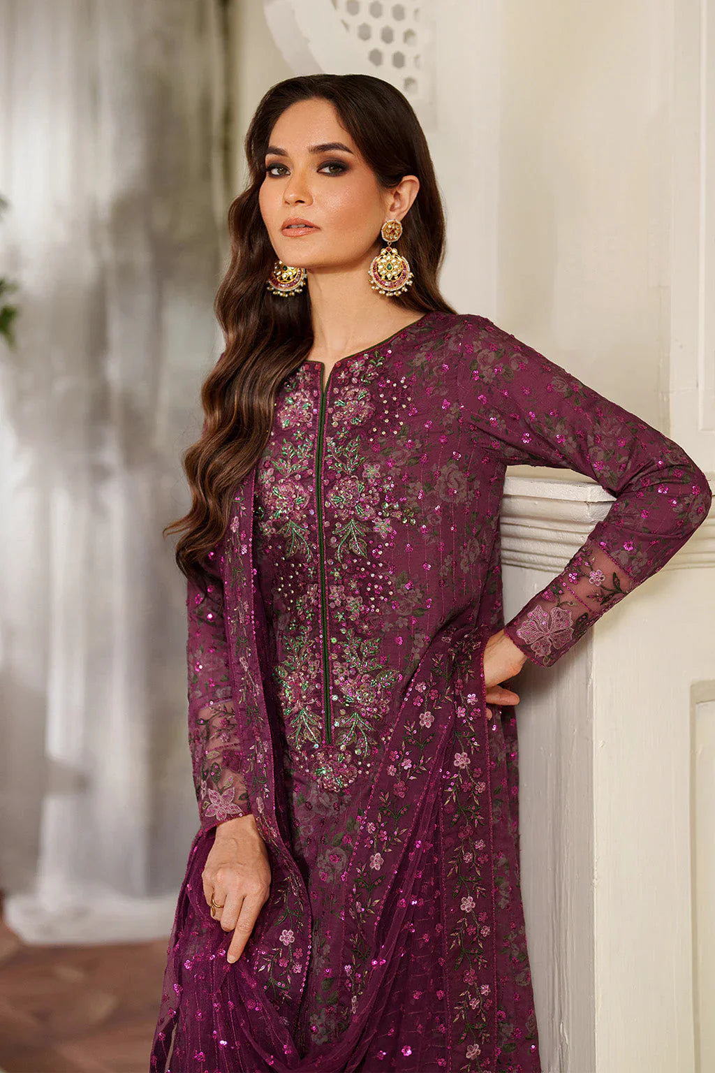03-Piece Printed Lawn Suit With Embroidery - Unstitched