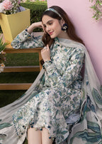 03-Piece Printed Lawn Suit With Chikankari Embroidery- Unstitched