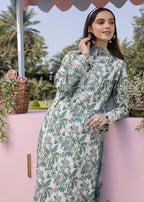 03-Piece Printed Lawn Suit With Chikankari Embroidery- Unstitched