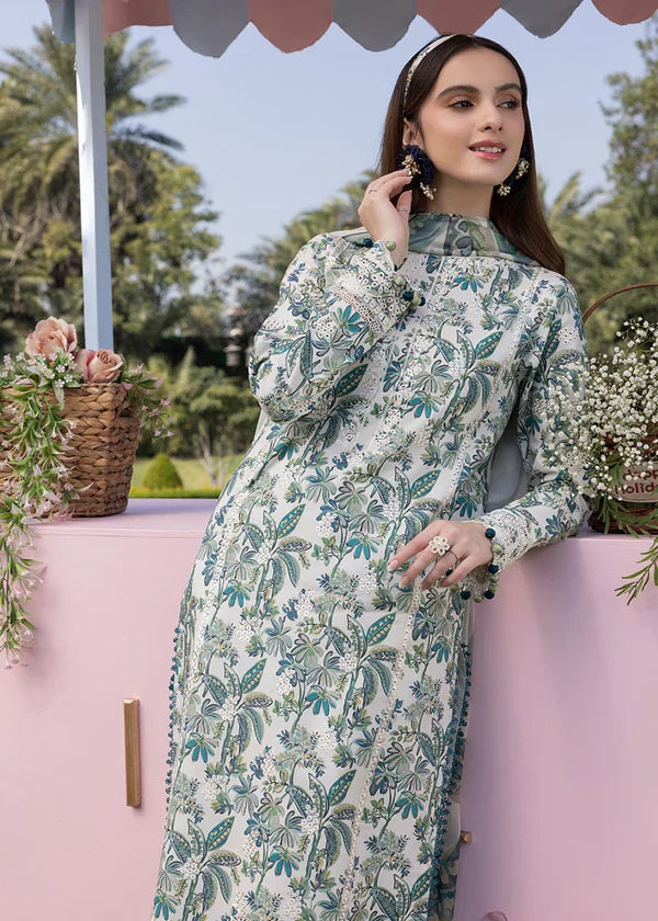 03-Piece Printed Lawn Suit With Chikankari Embroidery- Unstitched