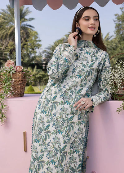 03-Piece Printed Lawn Suit With Chikankari Embroidery- Unstitched