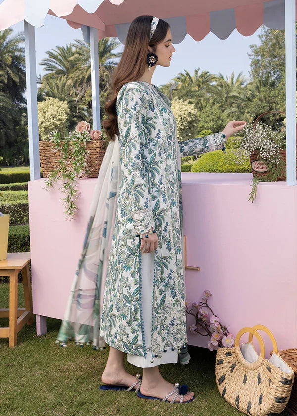 03-Piece Printed Lawn Suit With Chikankari Embroidery- Unstitched
