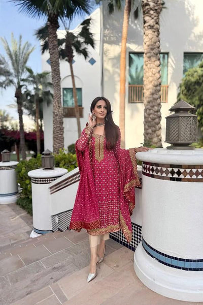 3 Piece Chiffon Suit - Unstitched