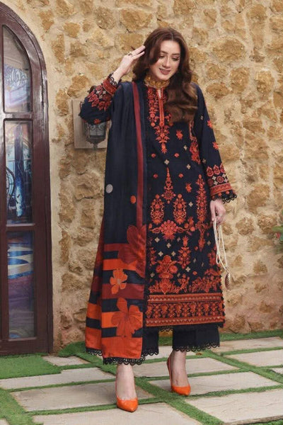 03-Piece Khaddar Suit With Thread Embroidery - Unstitched